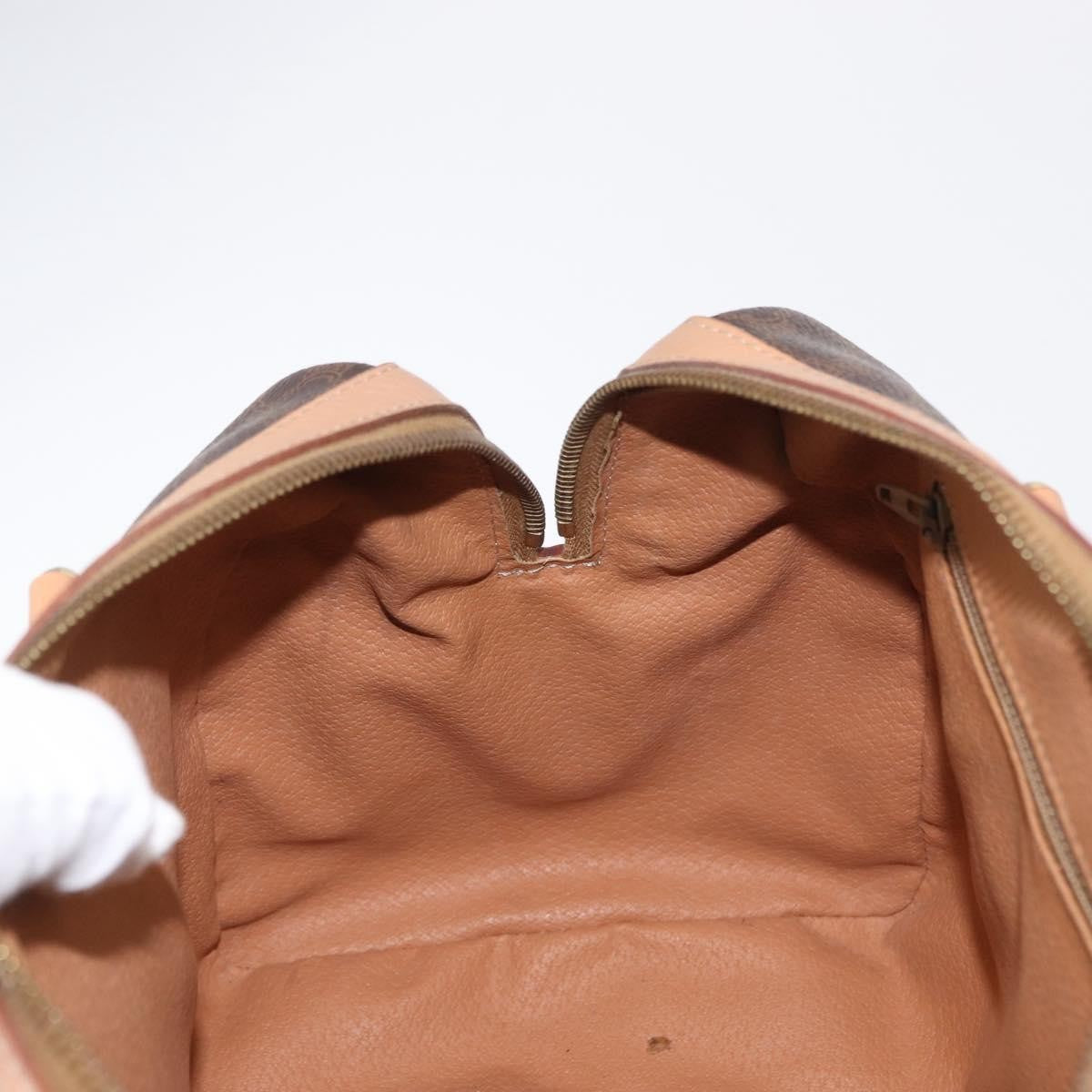 Celine CELINE Macadam Canvas Boston Bag PVC Brown Gold Authentic 152724
