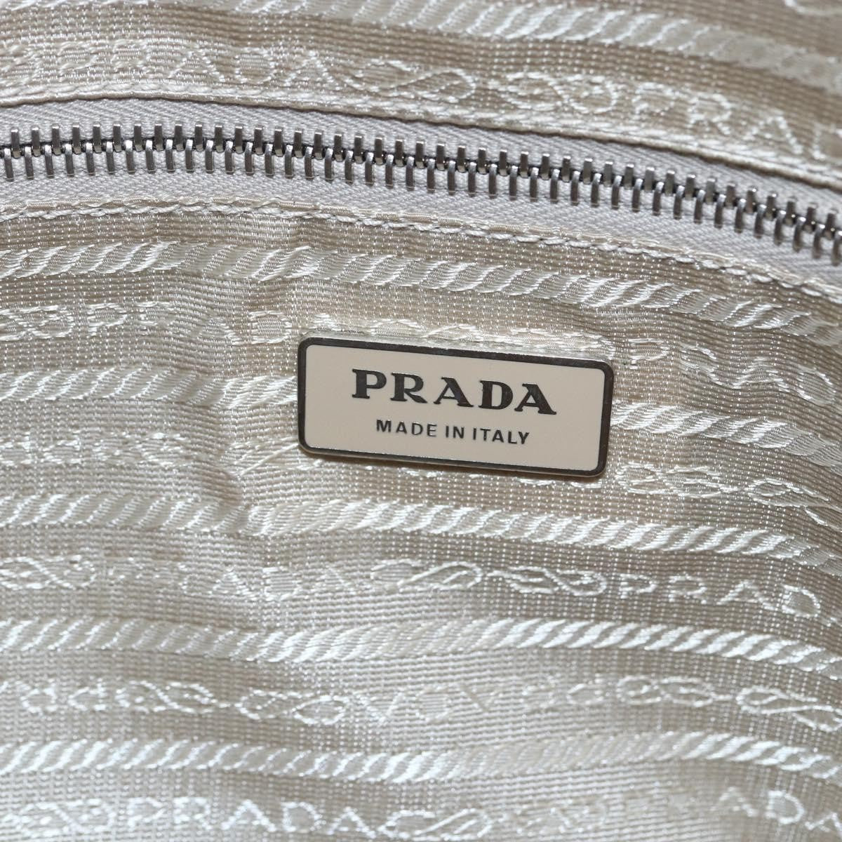Prada PRADA Hand Bag Leather Silver Beige Authentic ka117