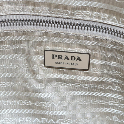 Prada PRADA Hand Bag Leather Silver Beige Authentic ka117