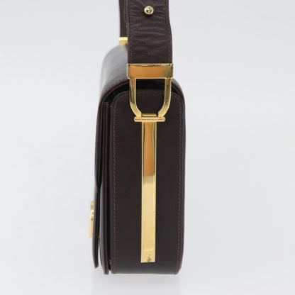Gucci GUCCI Shoulder Bag Leather Brown Gold Authentic ep13909