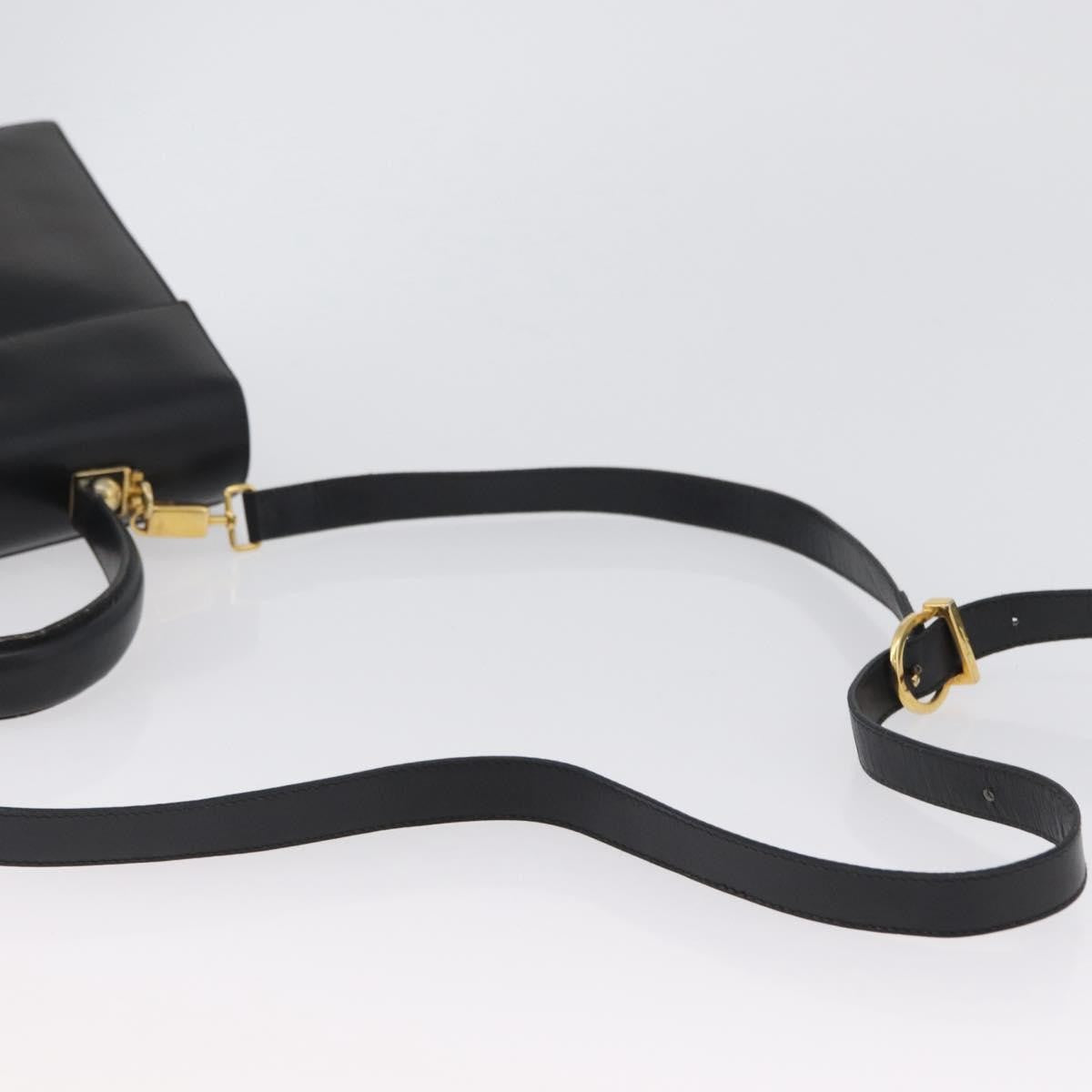 Salvatore Ferragamo Salvatore Ferragamo Gancini Hand Bag Leather 2way Black Gold Authentic ARZ228