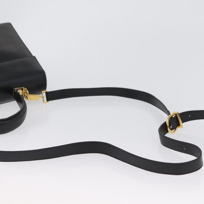 Salvatore Ferragamo Salvatore Ferragamo Gancini Hand Bag Leather 2way Black Gold Authentic ARZ228