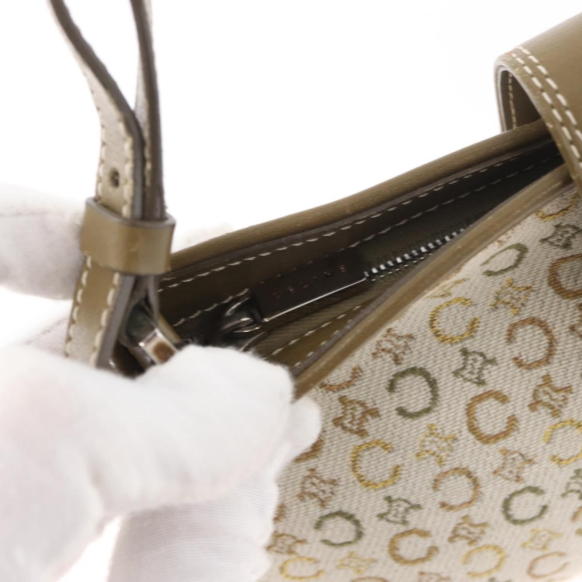 Celine CELINE C Macadam Canvas Shoulder Bag Beige Silver Authentic 176486A