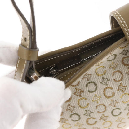 Celine CELINE C Macadam Canvas Shoulder Bag Beige Silver Authentic 176486A