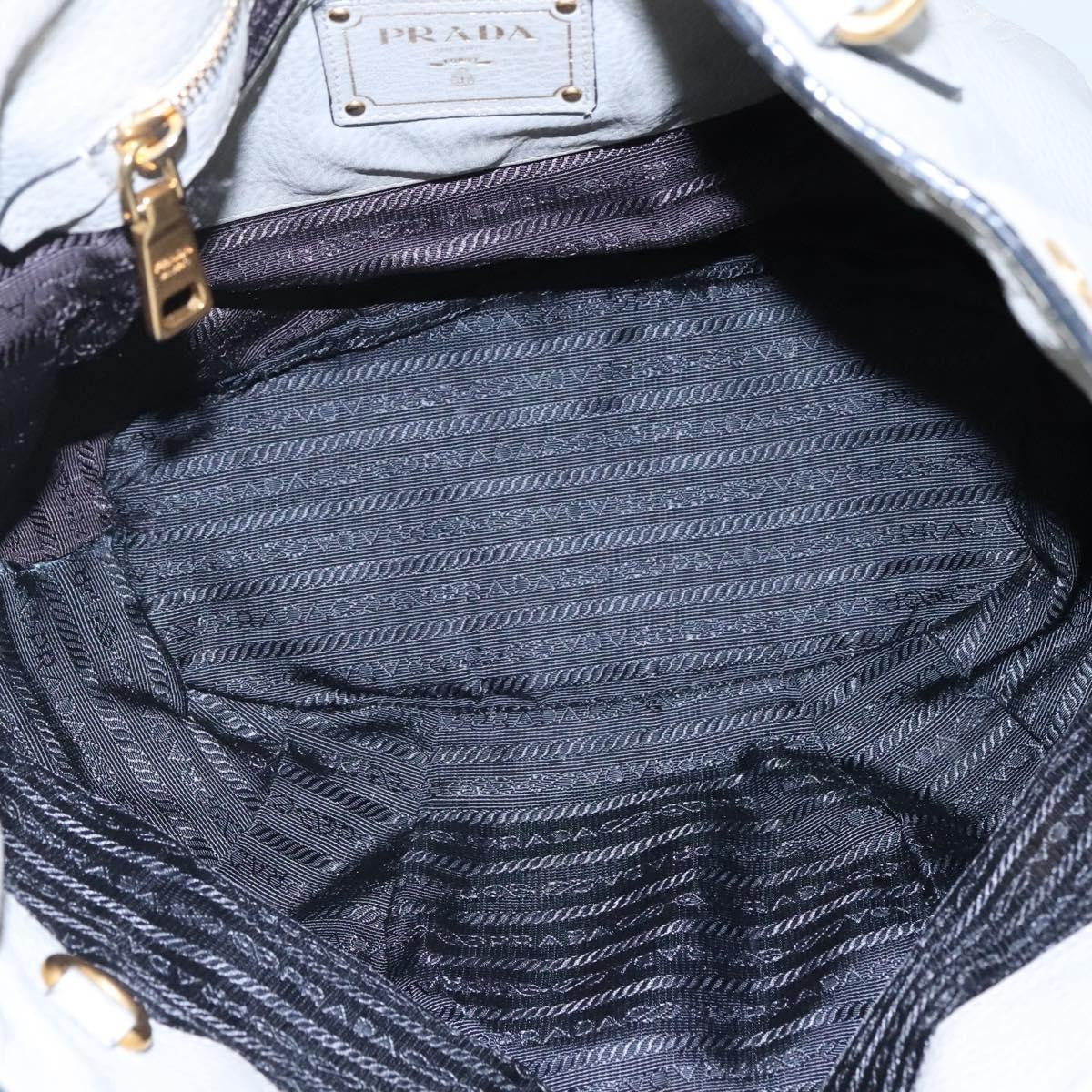 Prada PRADA Hand Bag Leather 2way Gray Authentic BA005
