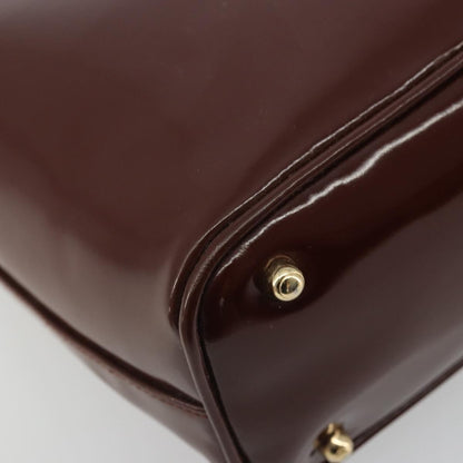 Gucci GUCCI Bamboo Hand Bag Patent leather Brown Gold 000 781 0295 Authentic 175307