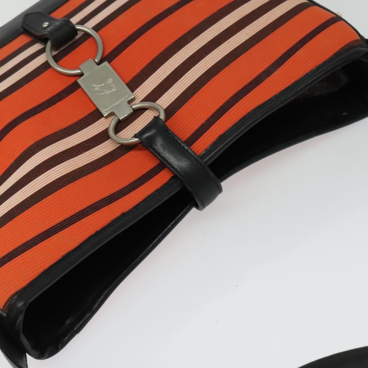 Burberry BURBERRY Blue Label Shoulder Bag Canvas Orange Silver Authentic 140671