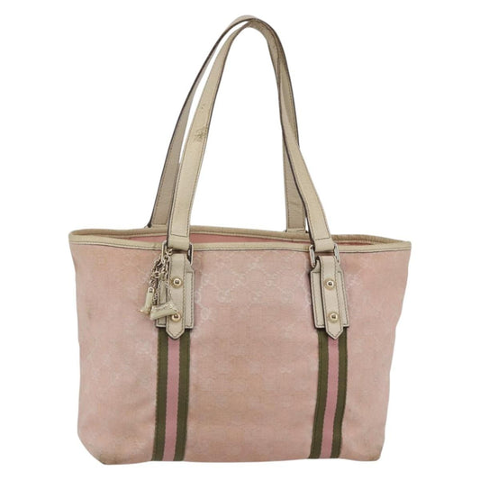 Gucci GUCCI GG Canvas Sherry Line Tote Bag Pink Gold 137396 Authentic 144533