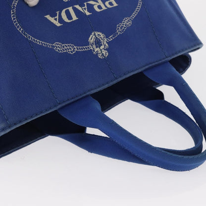 Prada PRADA Canapa MM Hand Bag Canvas Blue Gold Authentic 162140