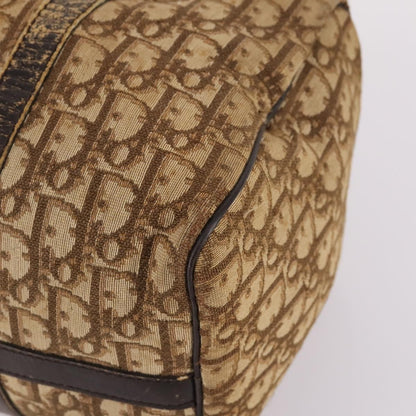 Dior Christian Dior Trotter Canvas Boston Bag Brown Gold Authentic 141365