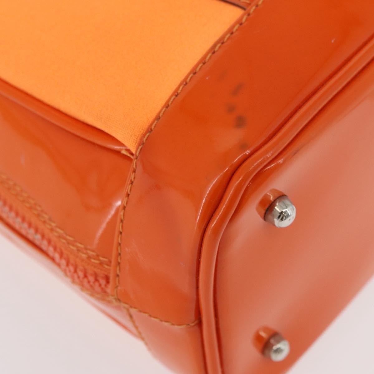 Gucci GUCCI Bamboo Hand Bag Patent leather 2way Orange Silver Authentic 162597