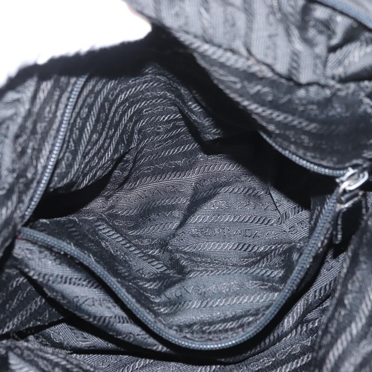 Prada PRADA Hand Bag Nylon Black Silver Authentic bs35154