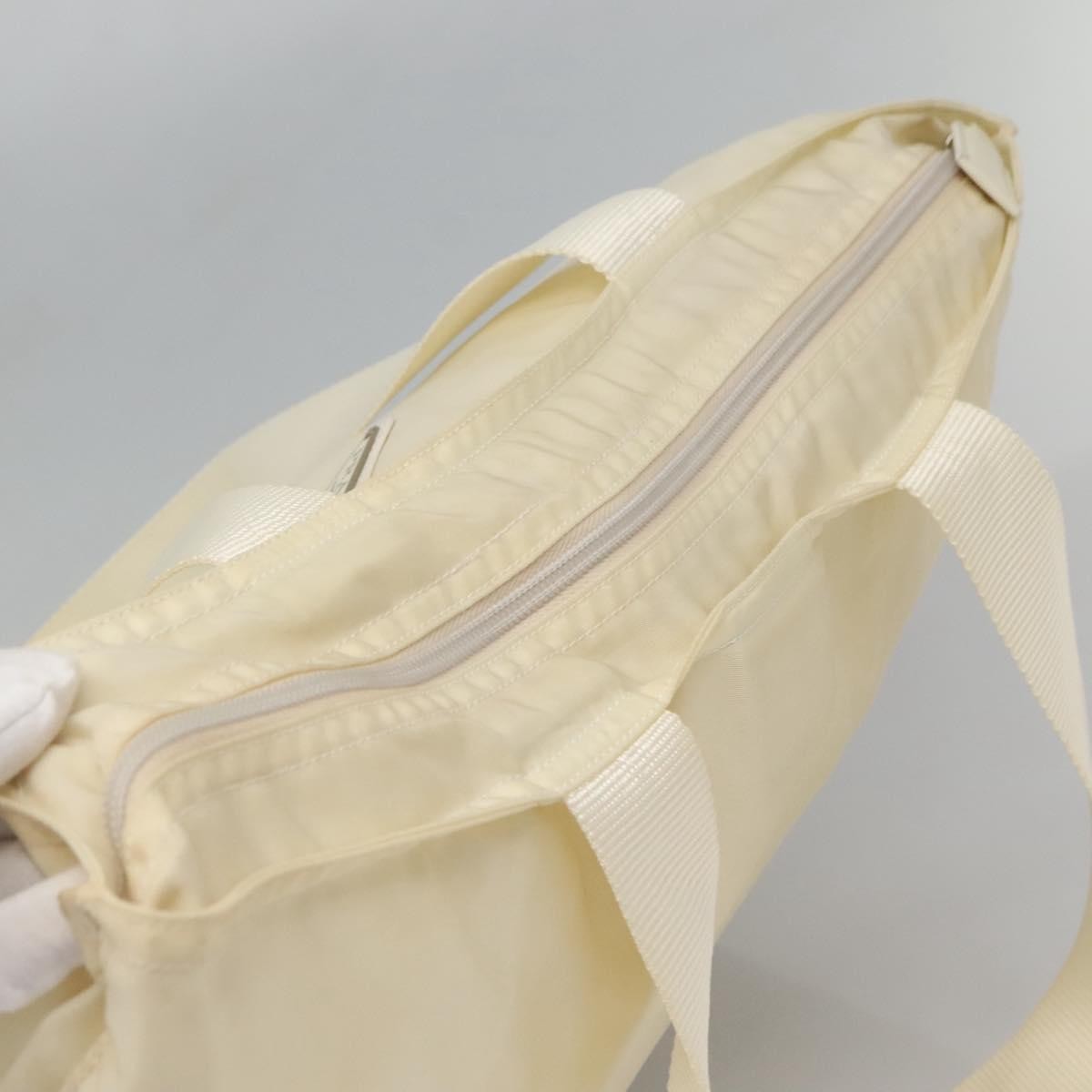 Prada PRADA Tote Bag Nylon Cream Silver Authentic bs26062