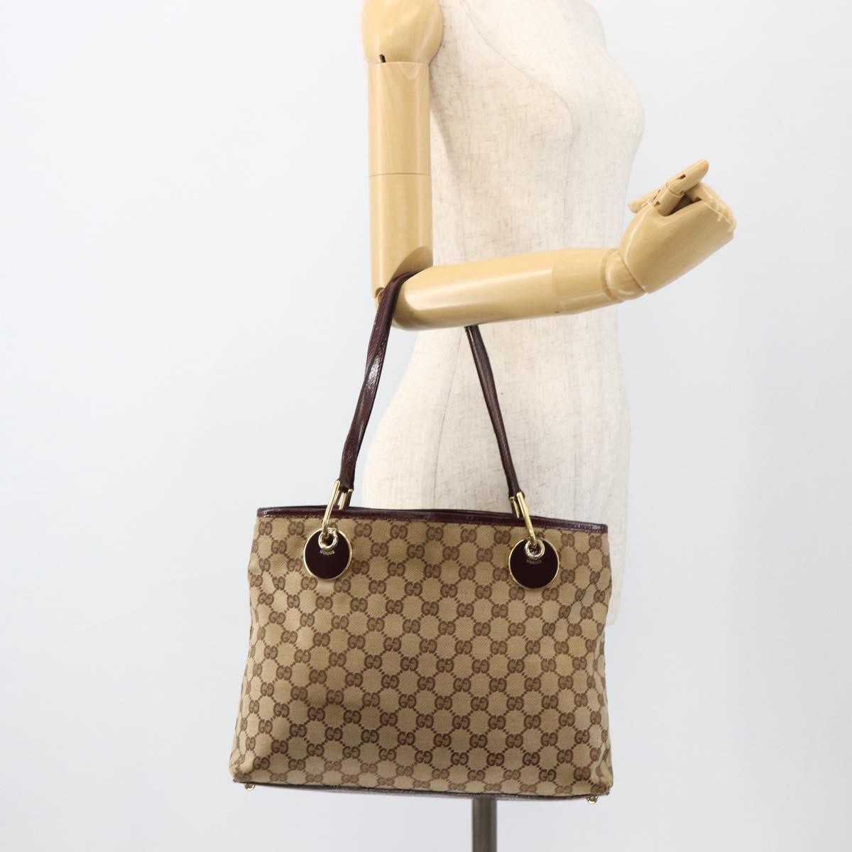 Gucci GUCCI GG Canvas Tote Bag Beige Gold 120837 Authentic YKZ1152