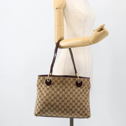 Gucci GUCCI GG Canvas Tote Bag Beige Gold 120837 Authentic YKZ1152