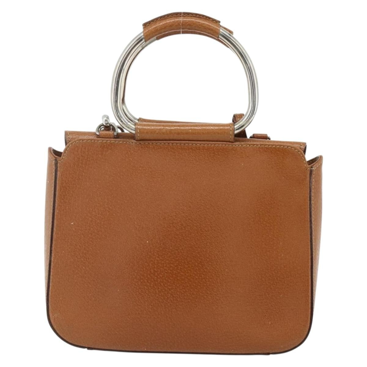 Gucci GUCCI Hand Bag Leather 2way Brown Silver 000 2058 0308 5 Authentic 177030