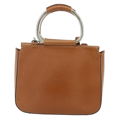 Gucci GUCCI Hand Bag Leather 2way Brown Silver 000 2058 0308 5 Authentic 177030