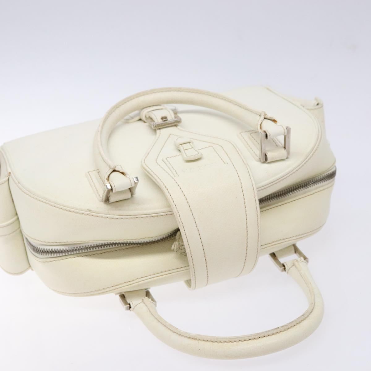 Loewe LOEWE Hand Bag Leather White Silver Authentic BA5296