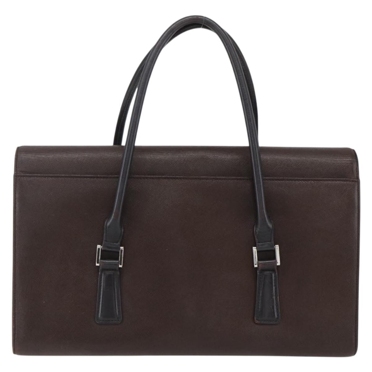 Burberry BURBERRY Hand Bag Leather Brown Silver Authentic BA10747