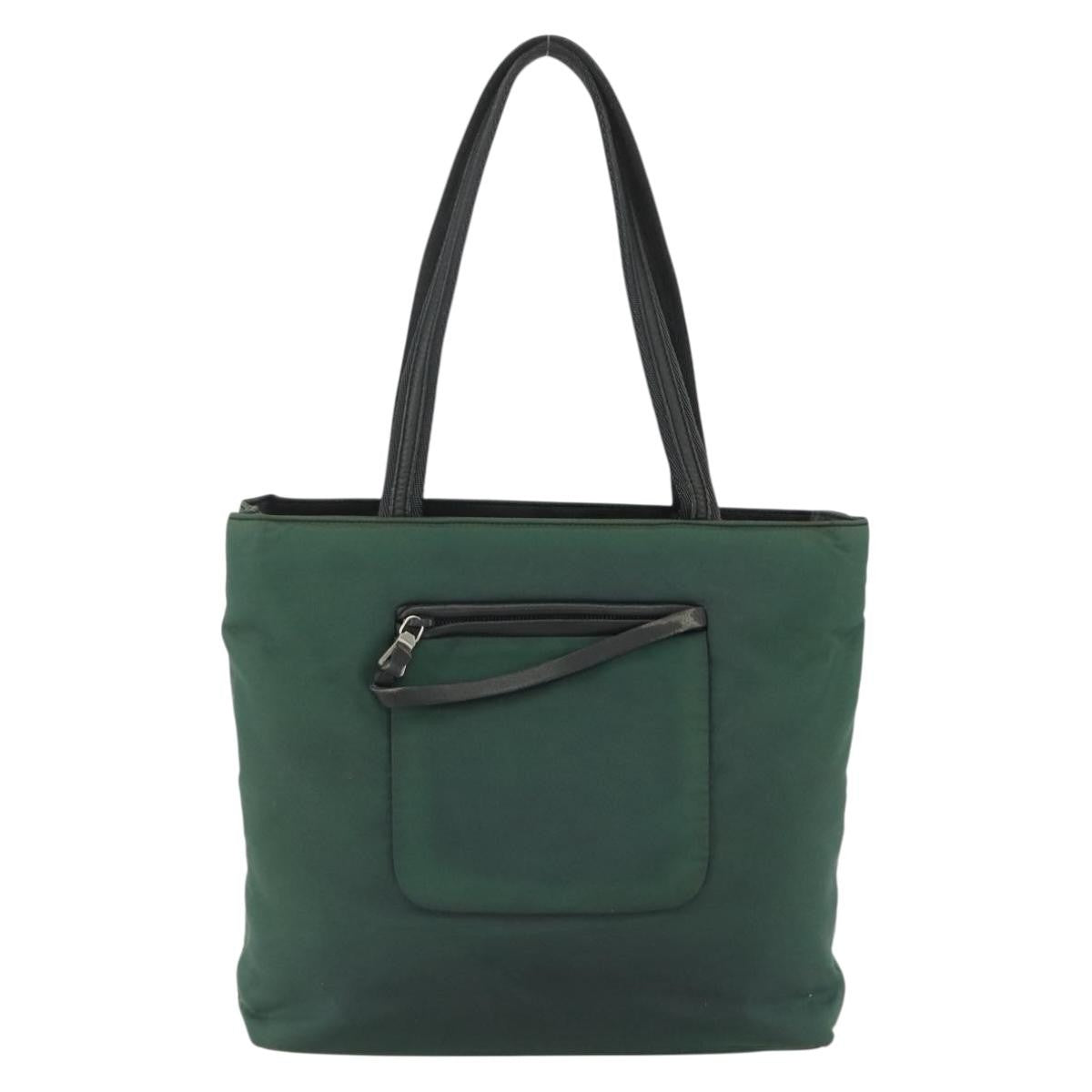 Prada PRADA Tote Bag Nylon Green Silver Authentic 155085