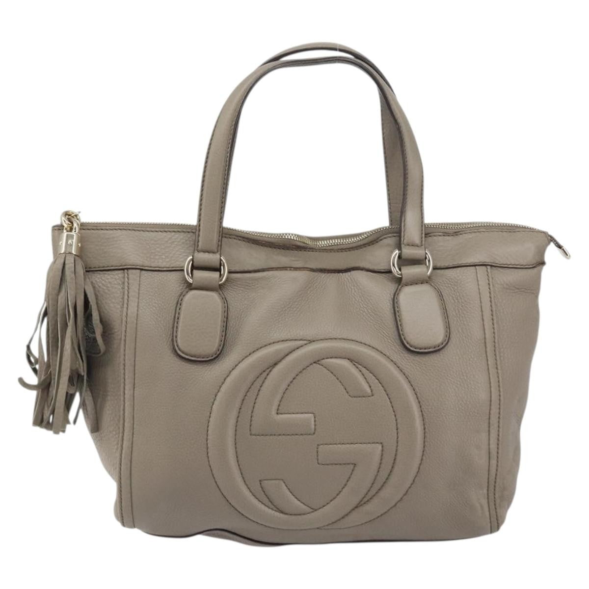 Gucci GUCCI Soho Hand Bag Leather Gray Gold 282307 Authentic 156415