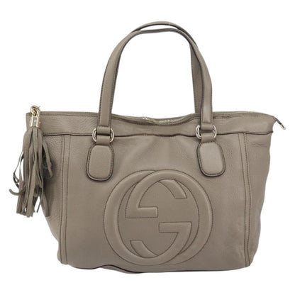 Gucci GUCCI Soho Hand Bag Leather Gray Gold 282307 Authentic 156415
