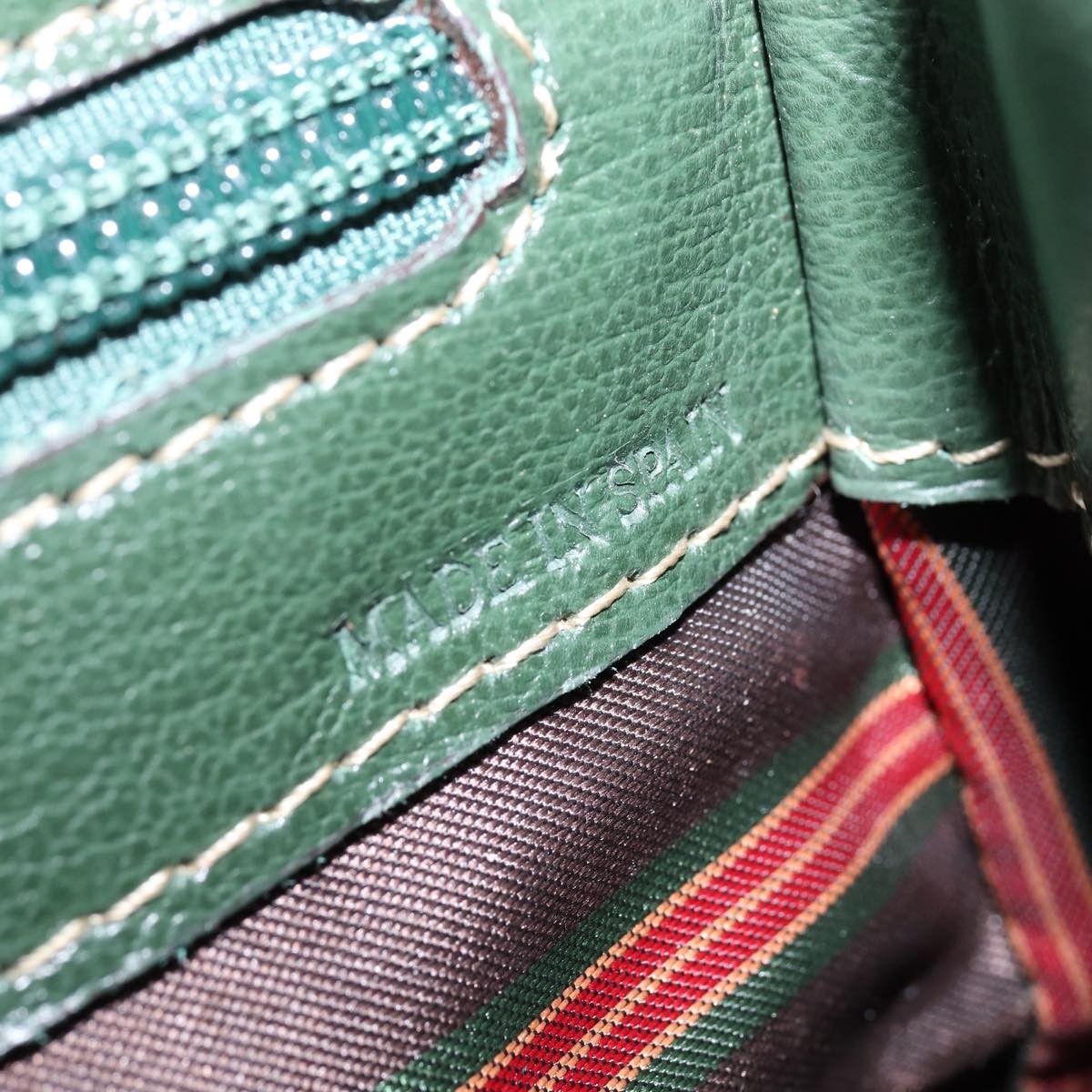 Loewe LOEWE Velazquez Hand Bag Leather 2way Green Gold Authentic ep10716