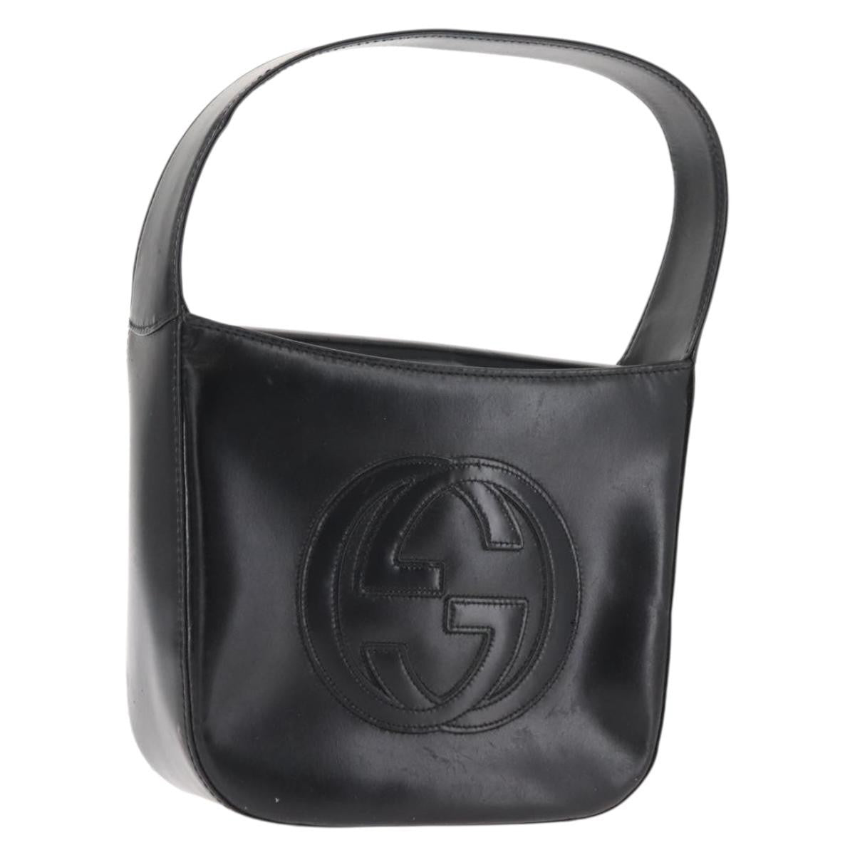 Gucci GUCCI Shoulder Bag Enamel Black Silver Authentic fm4926