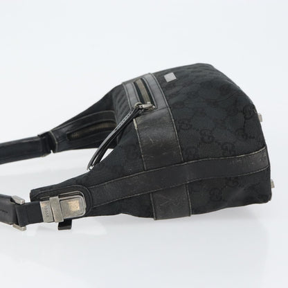Gucci GUCCI GG Canvas Shoulder Bag Black Silver 001 4302 Authentic 144270