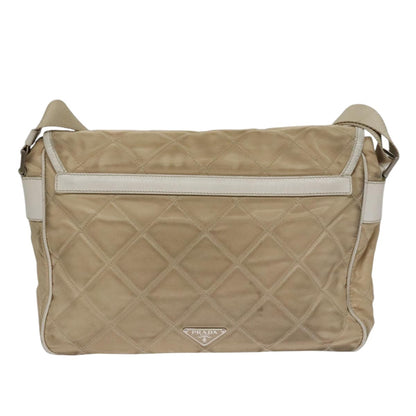 Prada PRADA Shoulder Bag Nylon Beige Silver Authentic 103773