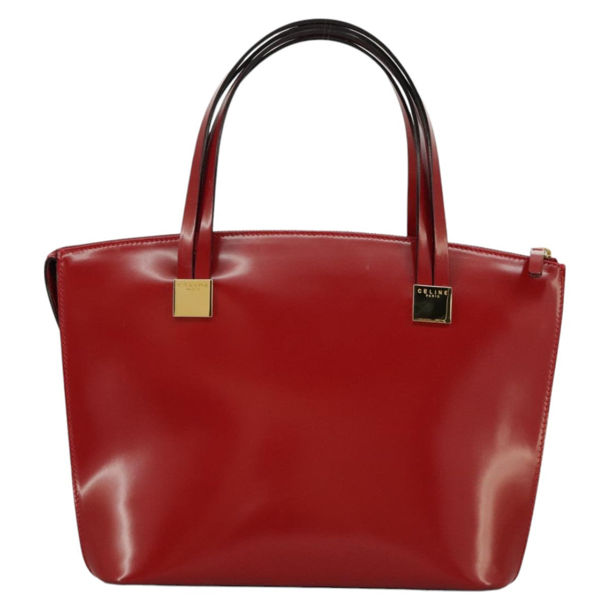 Celine CELINE Hand Bag Patent leather Red Gold Authentic 96786
