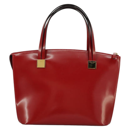 Celine CELINE Hand Bag Patent leather Red Gold Authentic 96786