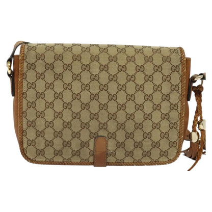 Gucci GUCCI GG Canvas Shoulder Bag Beige Gold 257024 Authentic BA2928