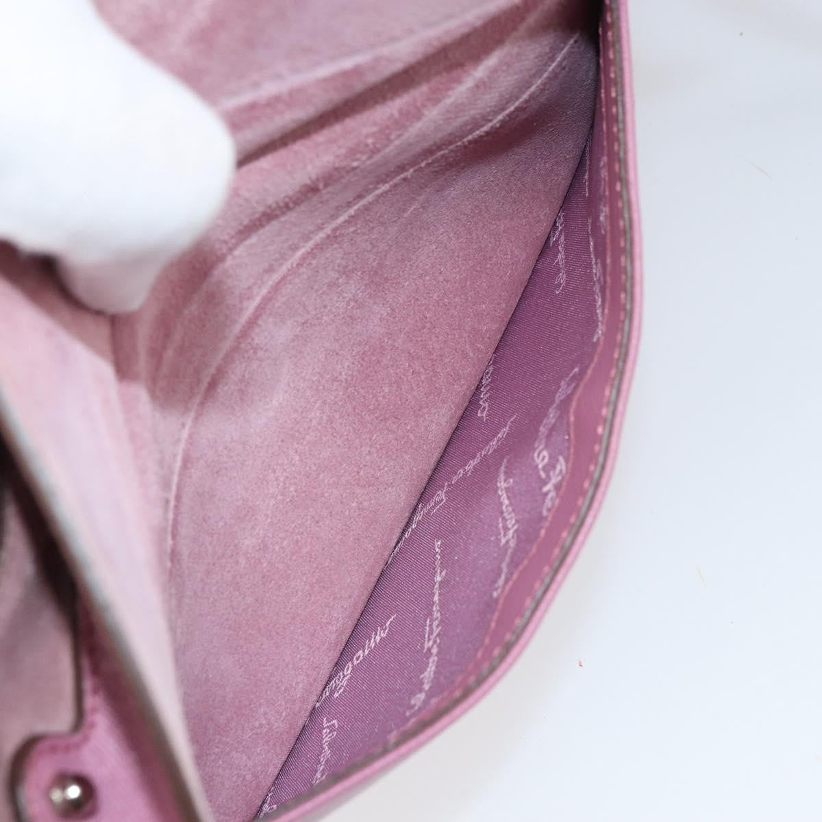 Salvatore Ferragamo Salvatore Ferragamo Gancini Shoulder Bag Suede Pink Silver Authentic 166453