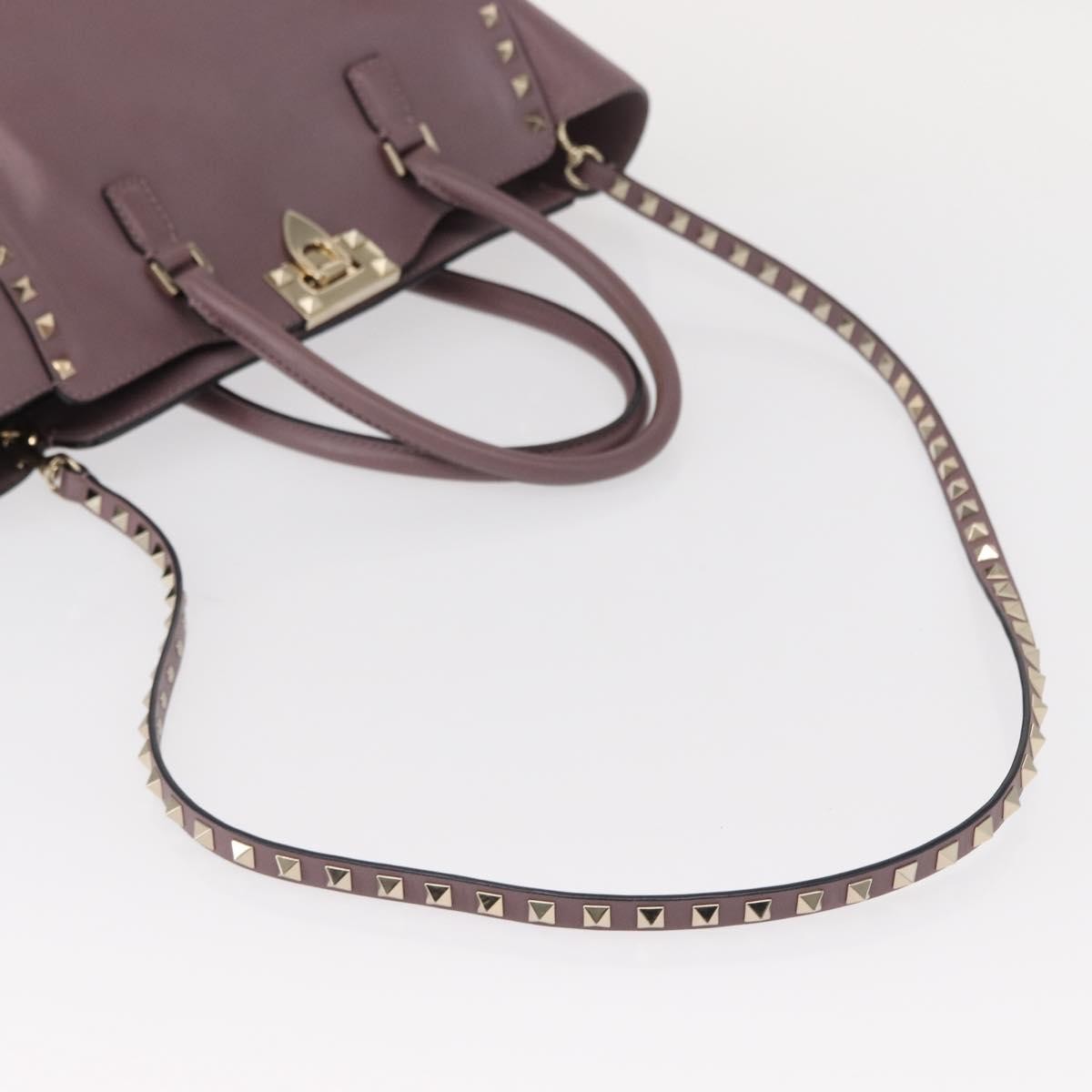 Valentino VALENTINO Studs Hand Bag Leather 2way Purple Gold Authentic gh1289