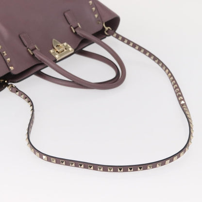 Valentino VALENTINO Studs Hand Bag Leather 2way Purple Gold Authentic gh1289