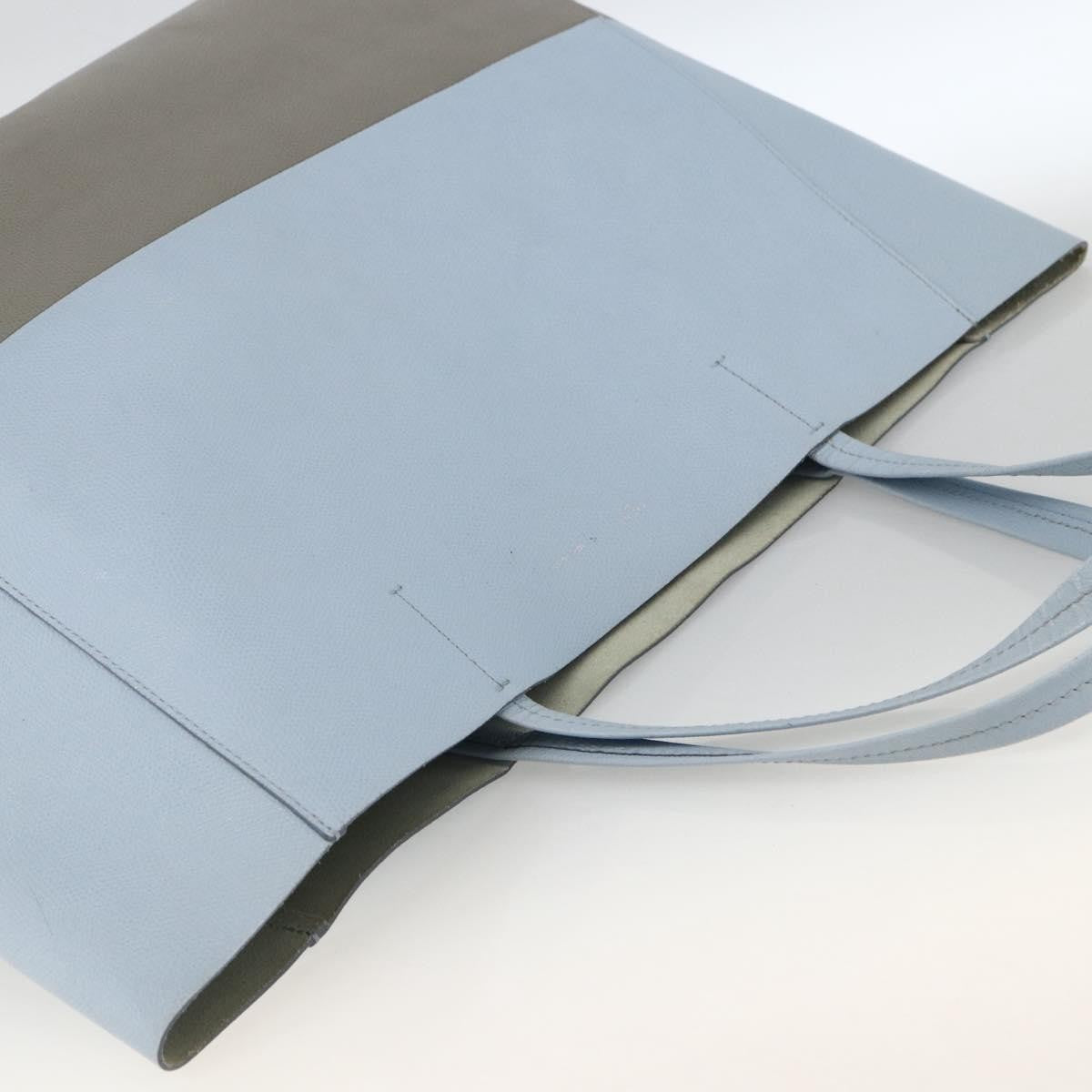 Celine CELINE Horizontalkava Tote Bag Leather Light Blue Silver Authentic BA10939