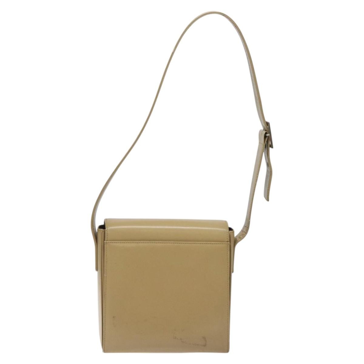 Saint Laurent SAINT LAURENT Shoulder Bag Leather Beige Silver Authentic bs23487
