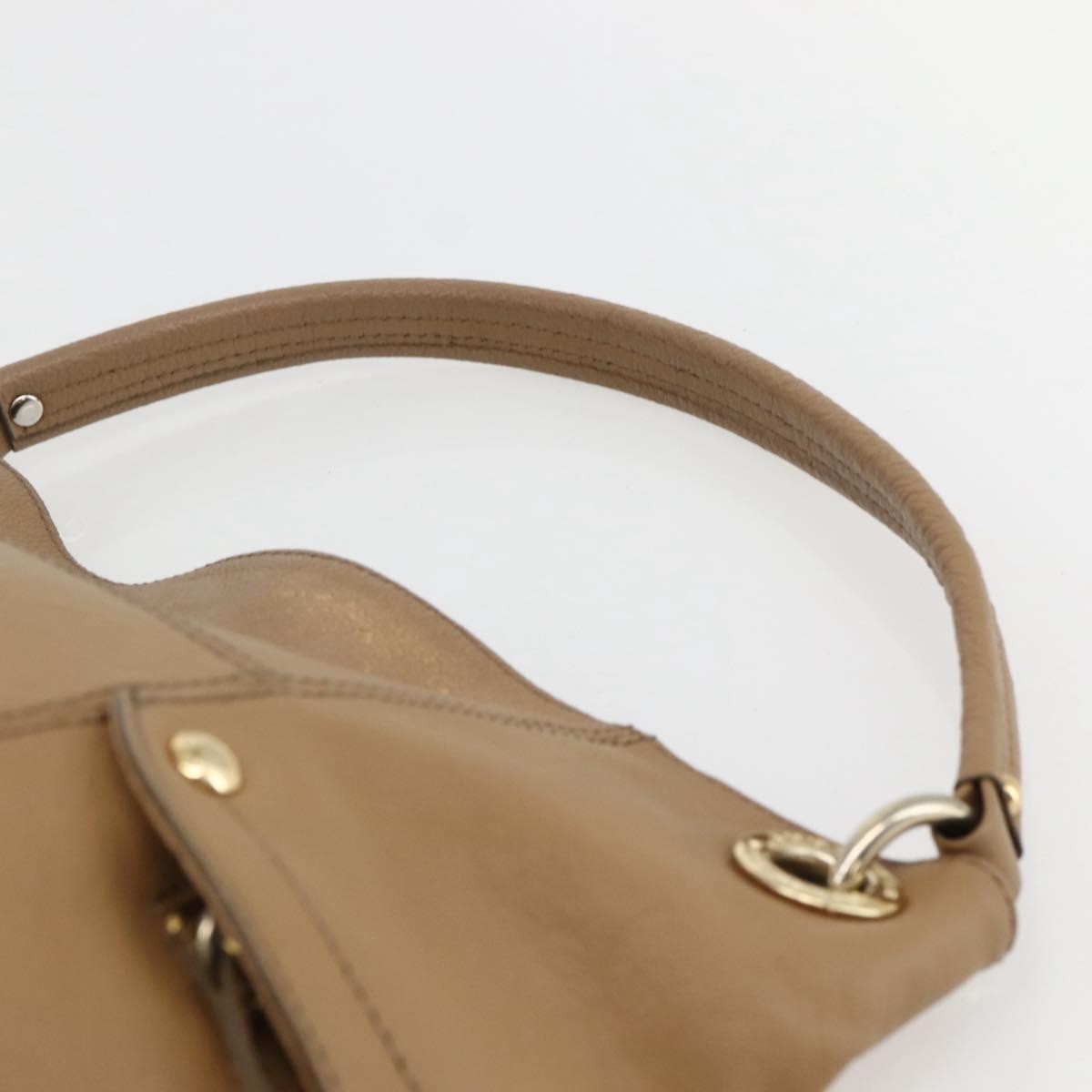 Burberry BURBERRY Blue Label Shoulder Bag Leather Beige Gold Authentic ti3445