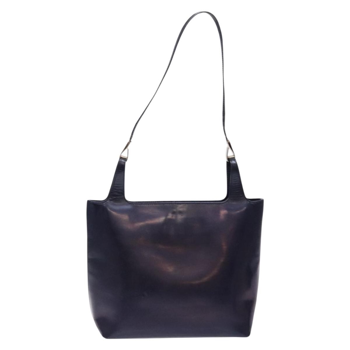 Gucci GUCCI Shoulder Bag Enamel Navy Silver Authentic bs28873