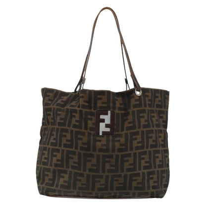Fendi FENDI Zucca Canvas Tote Bag Brown Black Authentic 175192