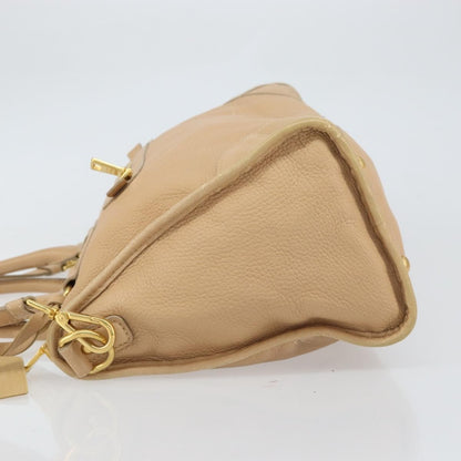 Prada PRADA Hand Bag Leather 2way Beige Gold Authentic ka1190