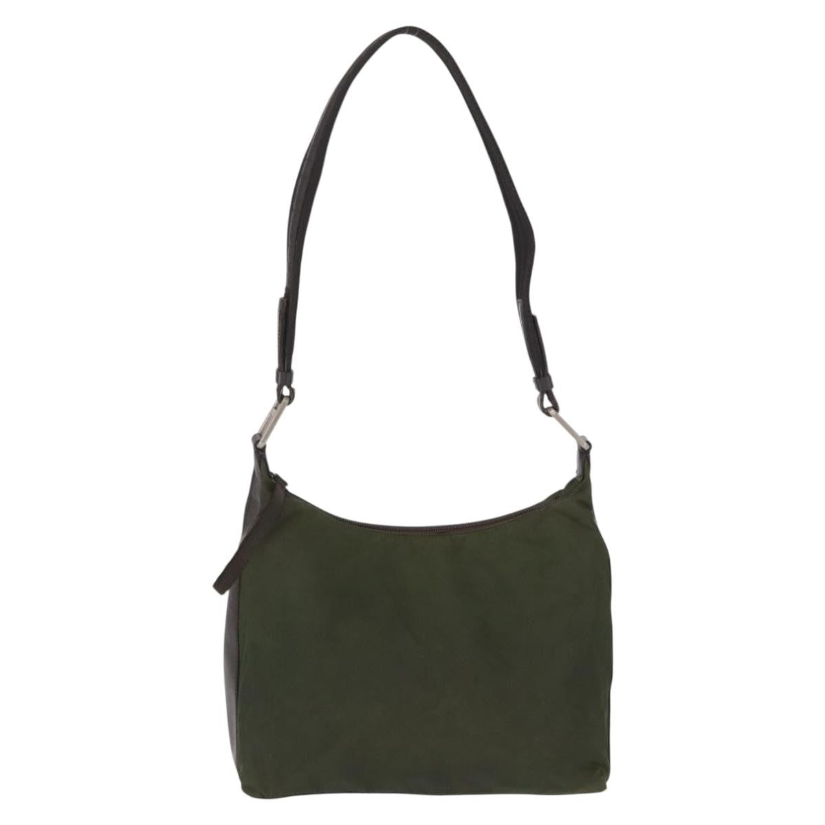 Prada PRADA Shoulder Bag Nylon Khaki Silver Authentic 165486
