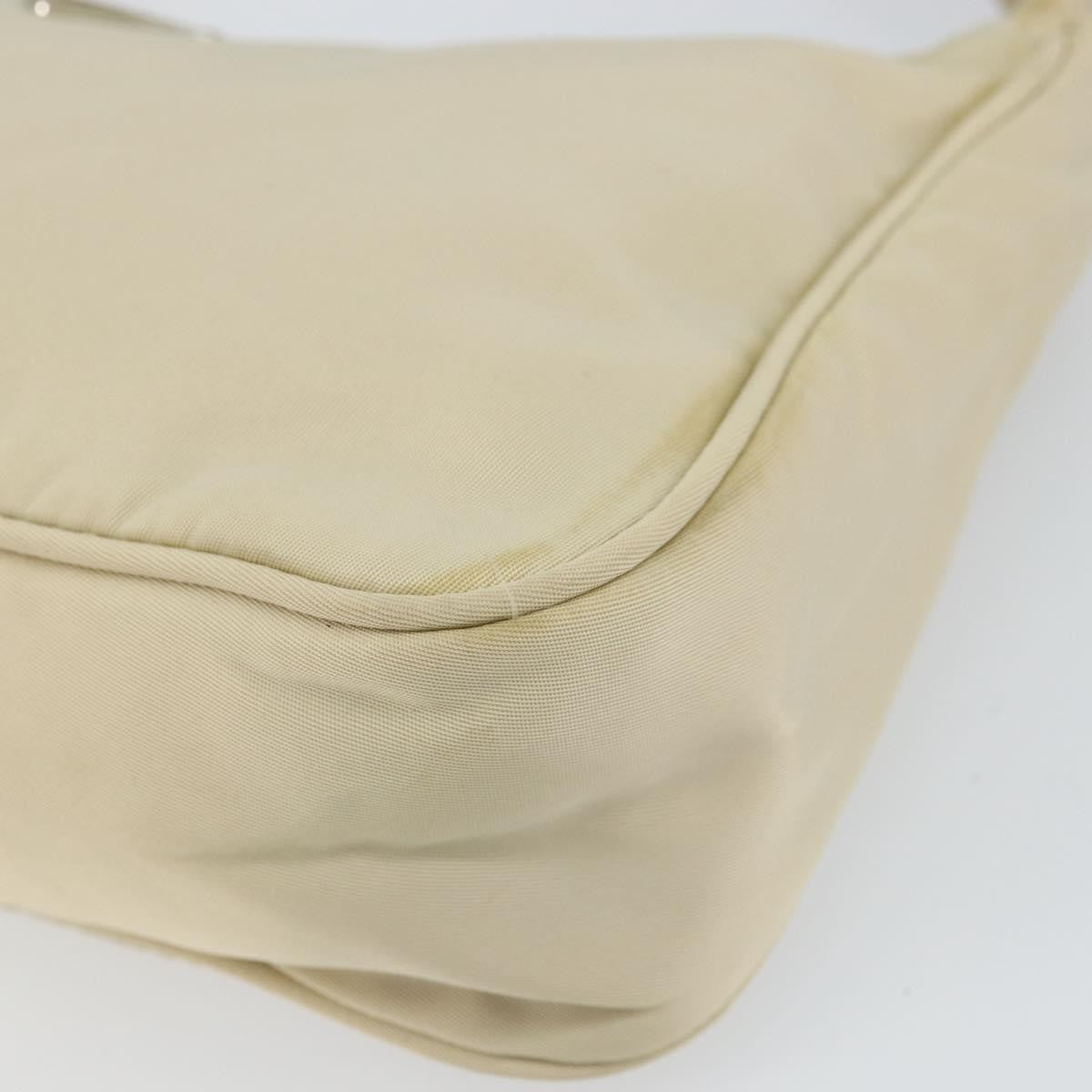 Prada PRADA Hand Bag Nylon Ivory Silver Authentic 163192