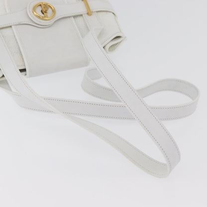 Dior Christian Dior Shoulder Bag Leather White Gold Authentic 176489
