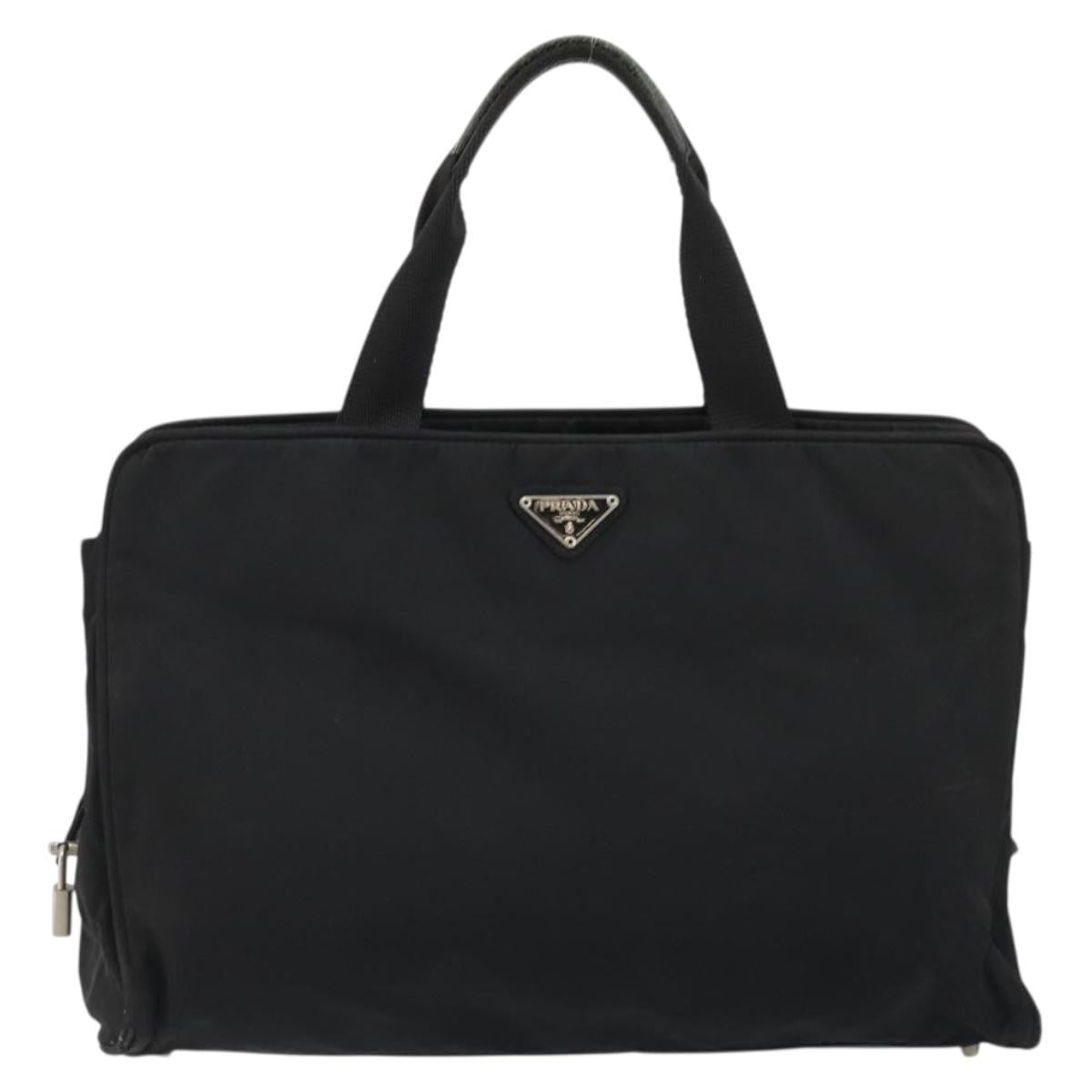 Prada PRADA Hand Bag Nylon Black Silver Authentic 175692