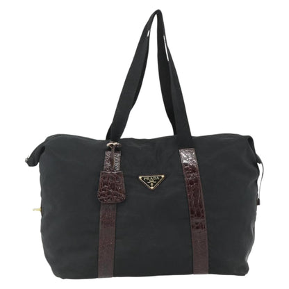 Prada PRADA Boston Bag Nylon Black Gold Authentic 176251