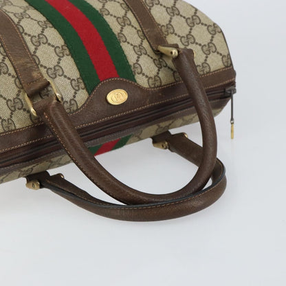 Gucci GUCCI GG Supreme Web Sherry Line Boston Bag PVC Beige Gold 010 378 Authentic 159328