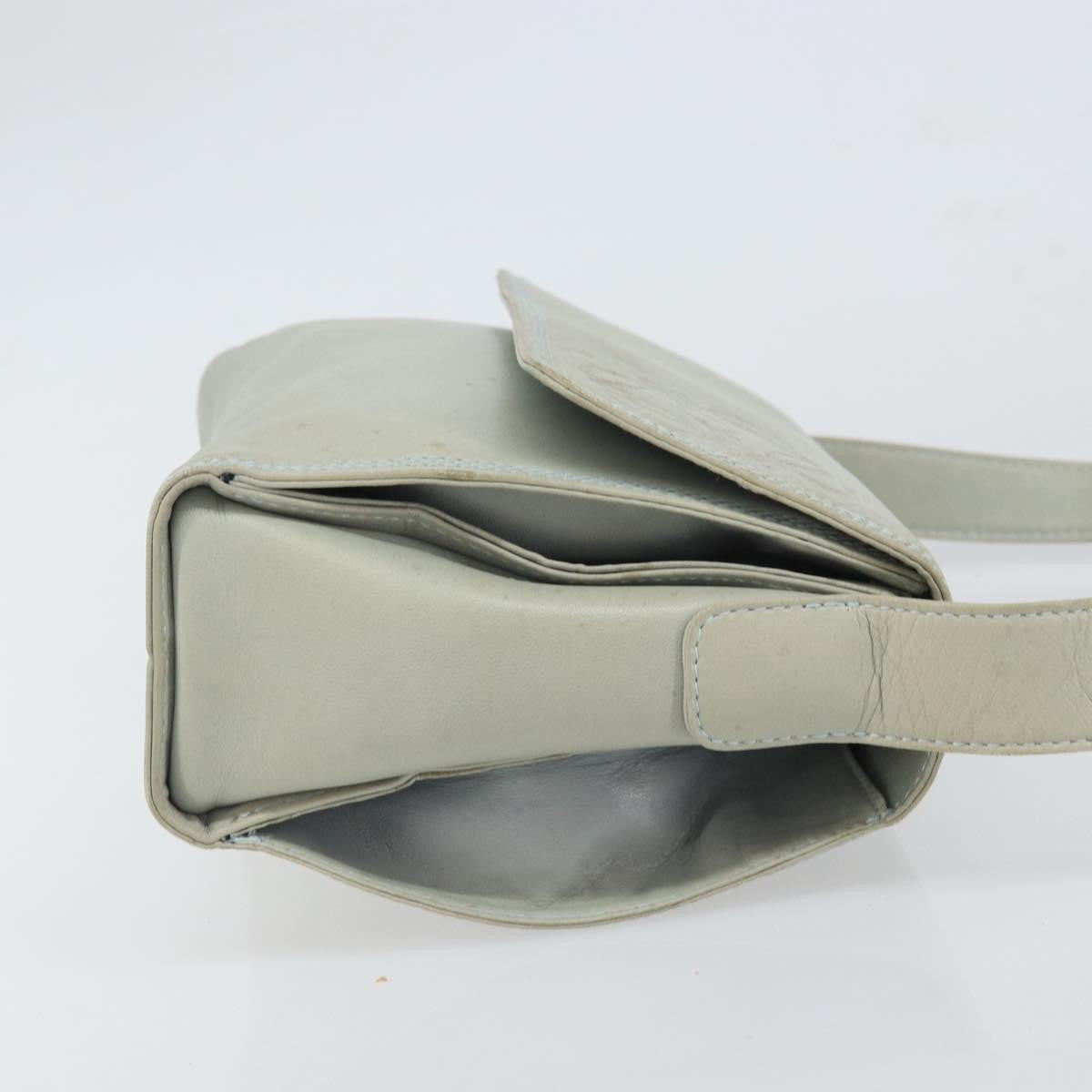 Loewe LOEWE Anagram Shoulder Bag Leather Gray Gold Authentic 166708
