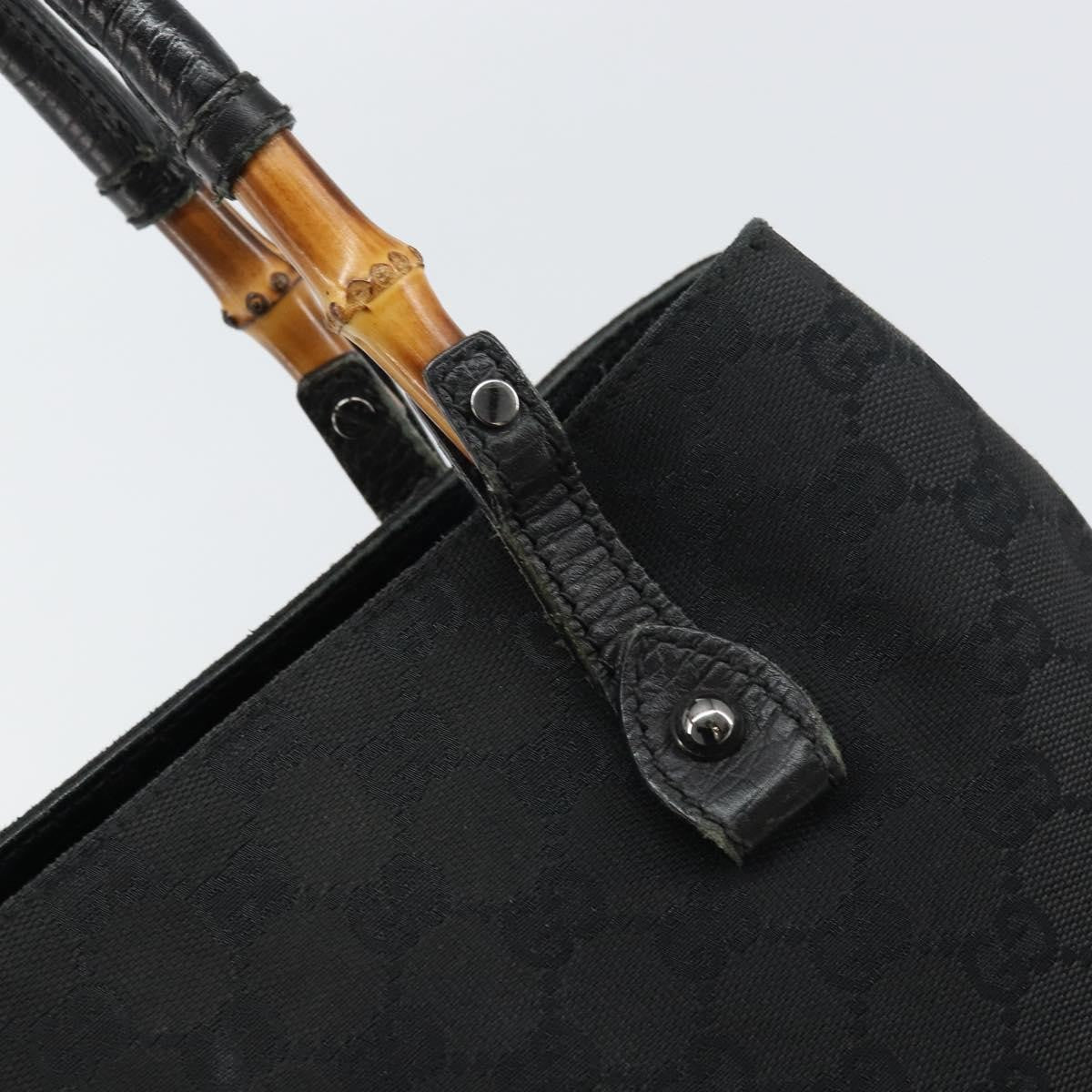 Gucci GUCCI GG Canvas Bamboo Tote Bag Black 112526 Authentic 158362